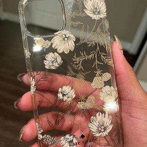 kate spade new york Blossom Pink/Gold Gems iPhone 13 Case